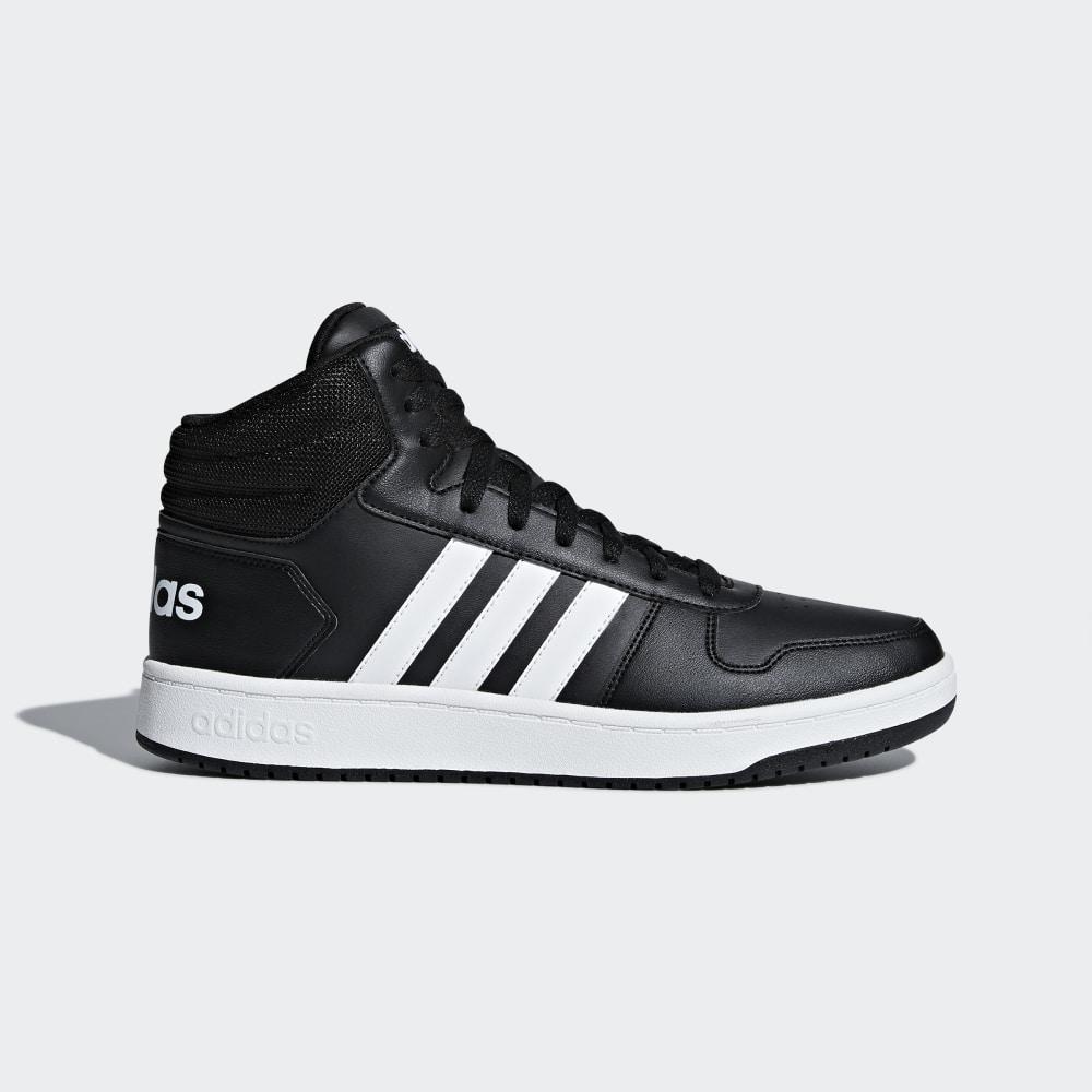 Adidasi Baschet Adidas Hoops 2.0 Mid Barbati Romania - Negrii/Albi/Negrii BB7207